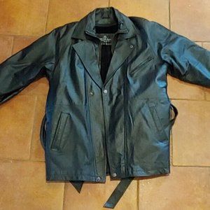 Oscar Piel Men's Black Perfect Leather Insulated Winter Coat Jacket USA - MED